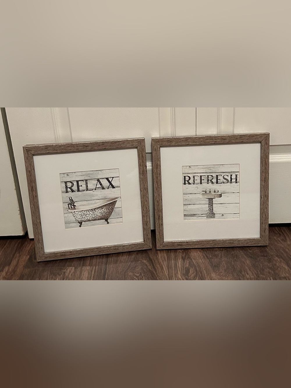Rustic Brown Framed Wall Art - Relax Bath Print